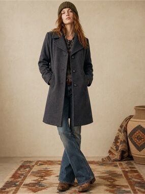 VTG Pendleton Woman Gray 100% Wool Coat MEDIUM Classic Rustic Western Folk
